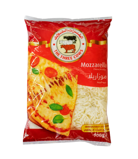3 Cows Mozzarella Cheese Shredded 900 gm × 4 - Carton