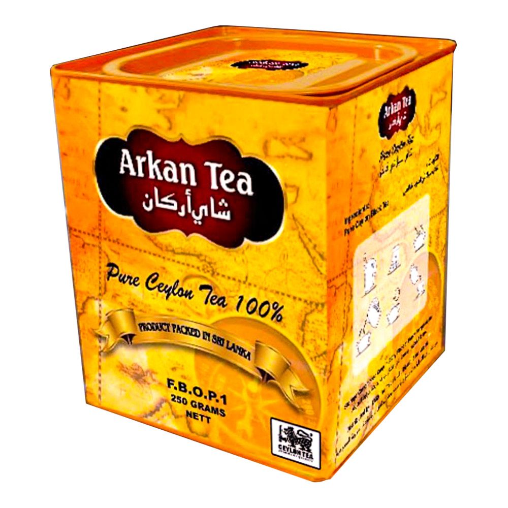 Arkan Tea Pure Ceylon Tea Metal Can 250 gm × 12 - Carton