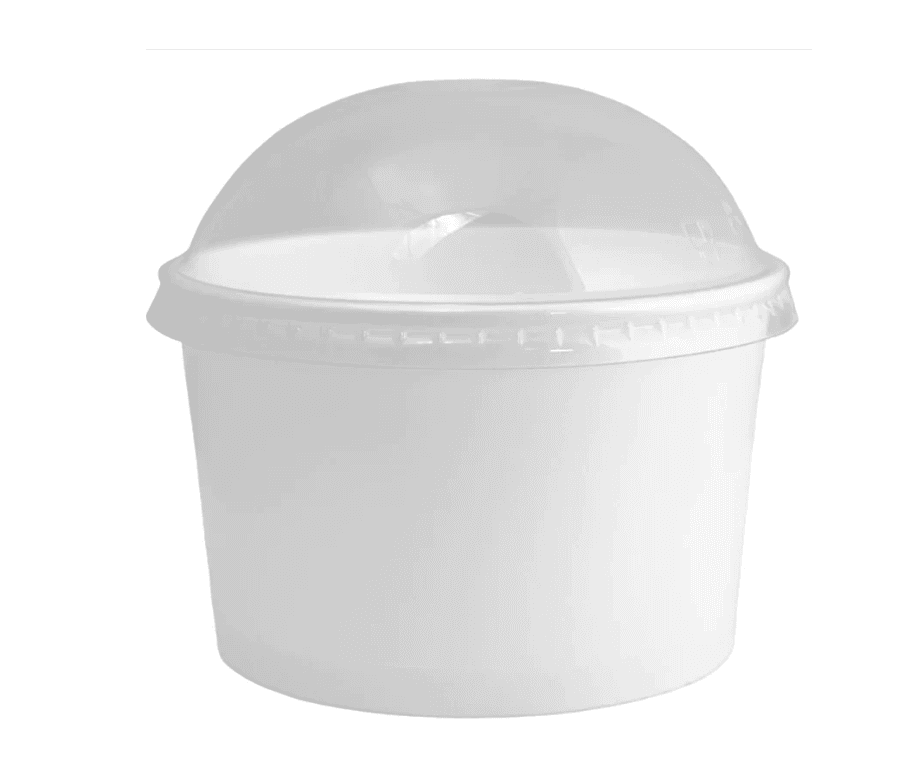 اكواب ايس كريم ورقية لون ابيض مع غطاء شفاف مقاس 6 اونص - 1000 حبة - منتج بالجملة | Platraw