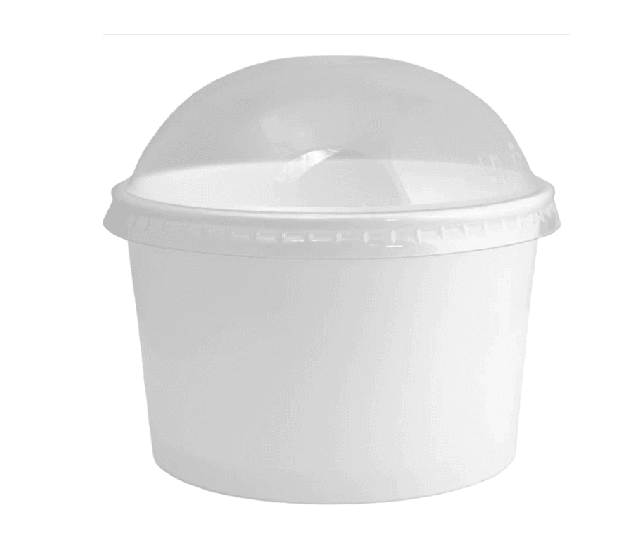 اكواب ايس كريم ورقية لون ابيض مع غطاء شفاف مقاس 6 اونص - 1000 حبة - منتج بالجملة | Platraw