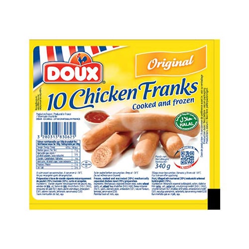 Doux Chicken Franks 340 gm × 24 - Carton - Wholesale Product | Platraw