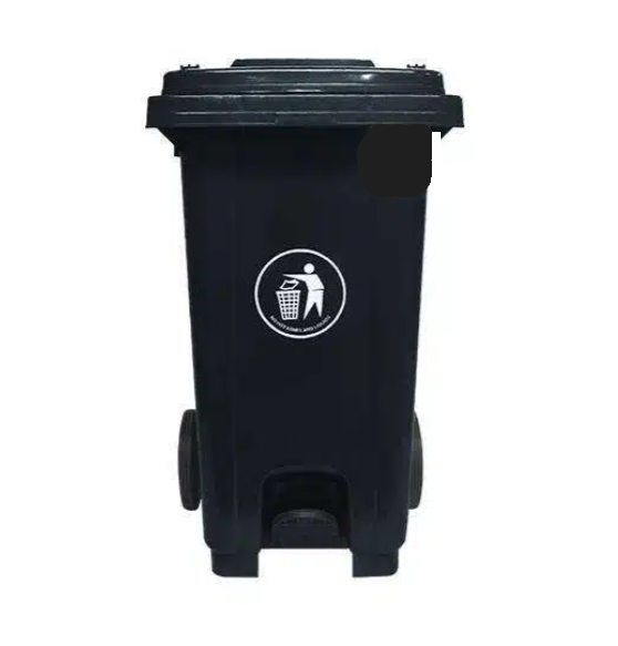 Trash Bin with Center Pedal Size 100 L Black