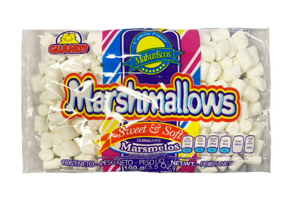 Malvaviscos White Marshmallows 100 gm × 24 - Carton