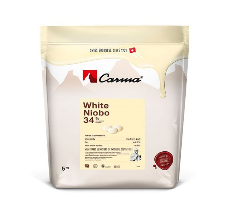 Carma Milk Niobo 34 % Couverture white Chocolate 5 kg