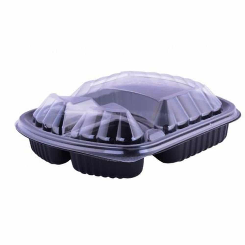 علب مايكرويف بلاستيك مع غطاء شفاف مقسم 3 - 250 حبة - منتج بالجملة | Platraw