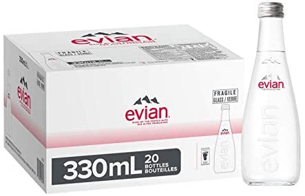 Evian Mineral Natural Water Glass 330 ml × 20 - Carton